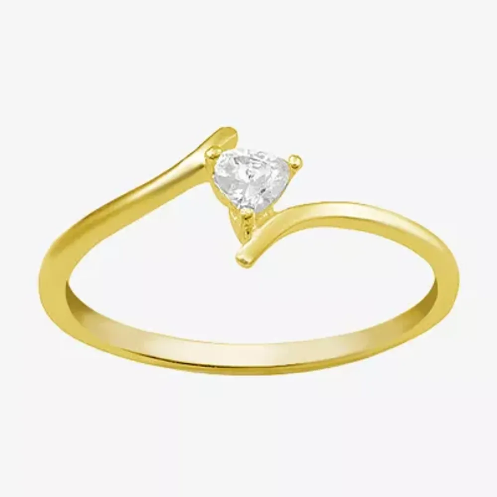 Itsy Bitsy Womens Cubic Zirconia 14K Gold Over Silver Hypoallergenic Bypass Delicate Band