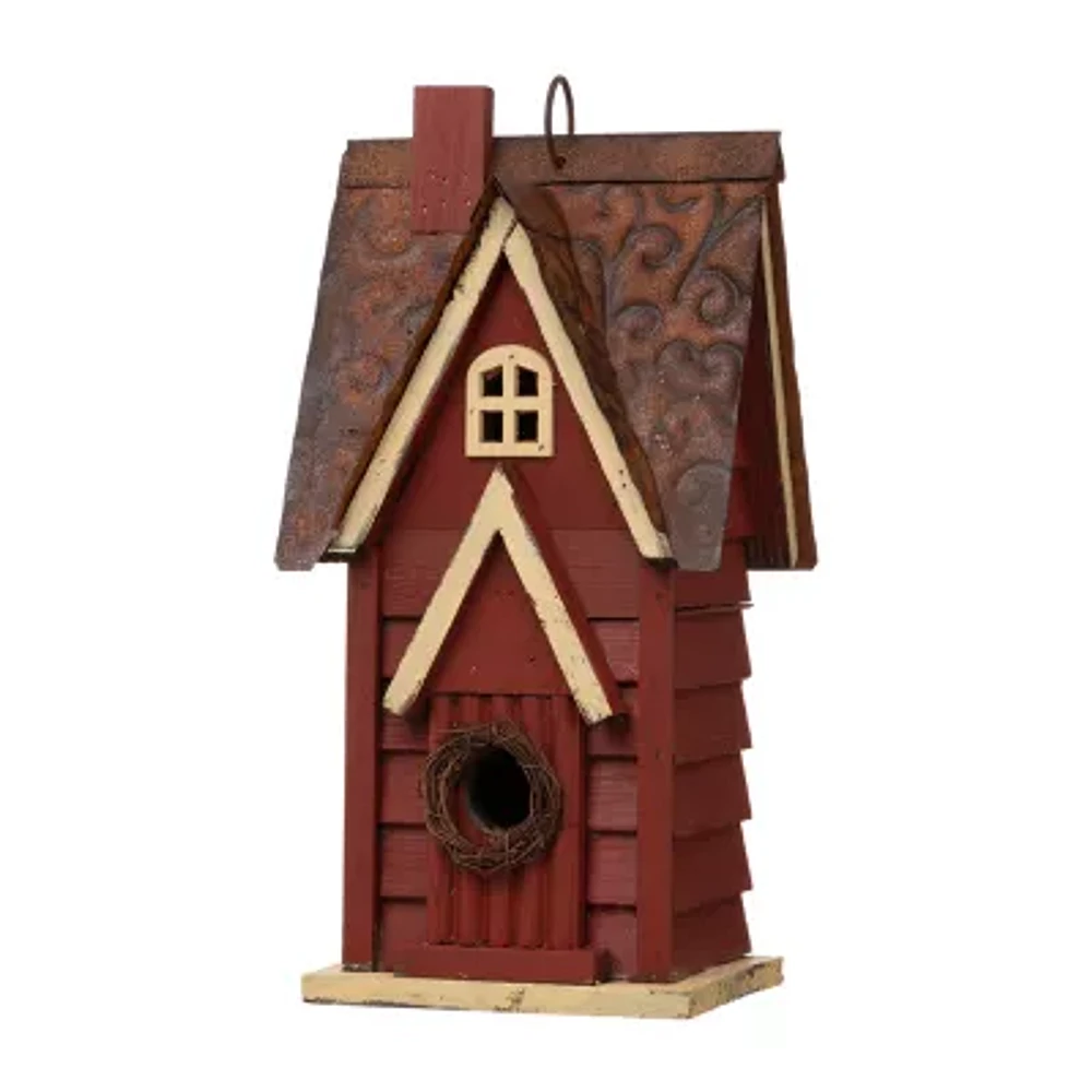Glitzhome 12in Distressed Wood Bird House