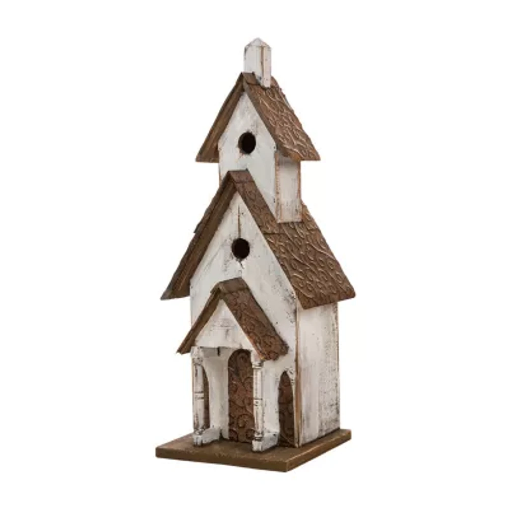 Glitzhome 23.5in Extra Large Wood White Bird House