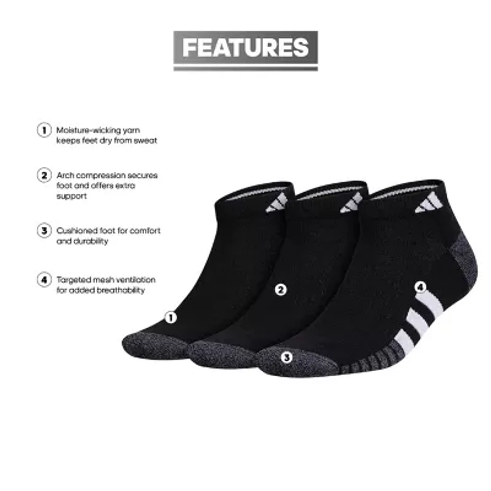 adidas Cushioned Mens 3 Pair Low Cut Socks