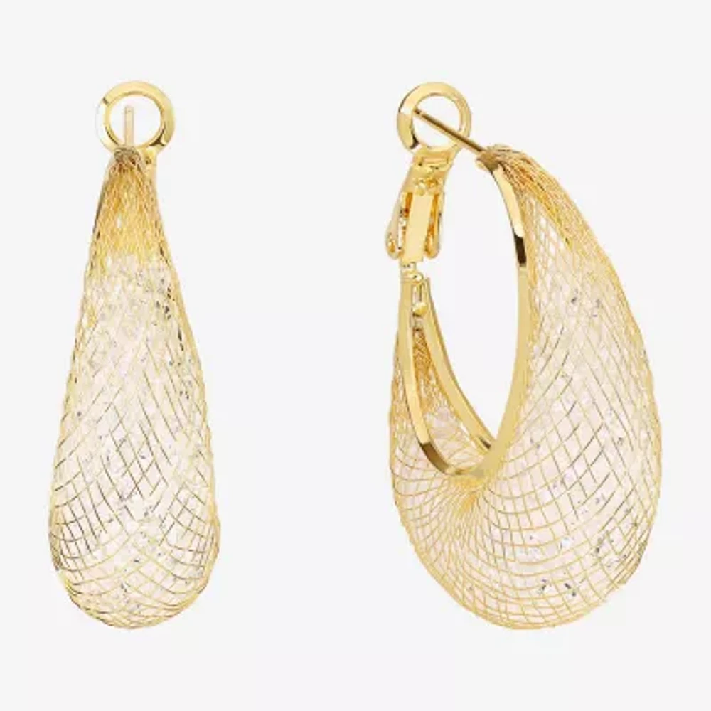 Sparkle Allure Womens Crystal 14K Gold Over Brass 31.4mm Hoop Earrings
