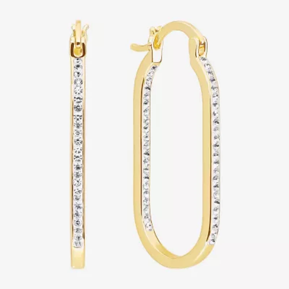 Sparkle Allure Womens Cubic Zirconia 14K Gold Over Brass 37.1mm Hoop Earrings