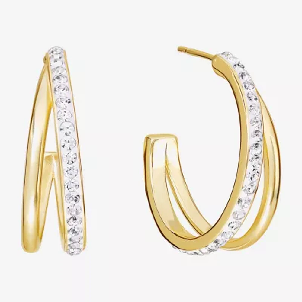 Sparkle Allure Womens Cubic Zirconia 14K Gold Over Brass 25.1mm Hoop Earrings