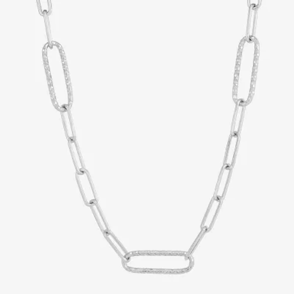 Womens Sterling Silver 18 Inch Paperclip Chain Necklace