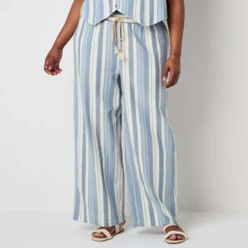 Frye and Co. Womens Wide Leg Plus Flat Front Pant