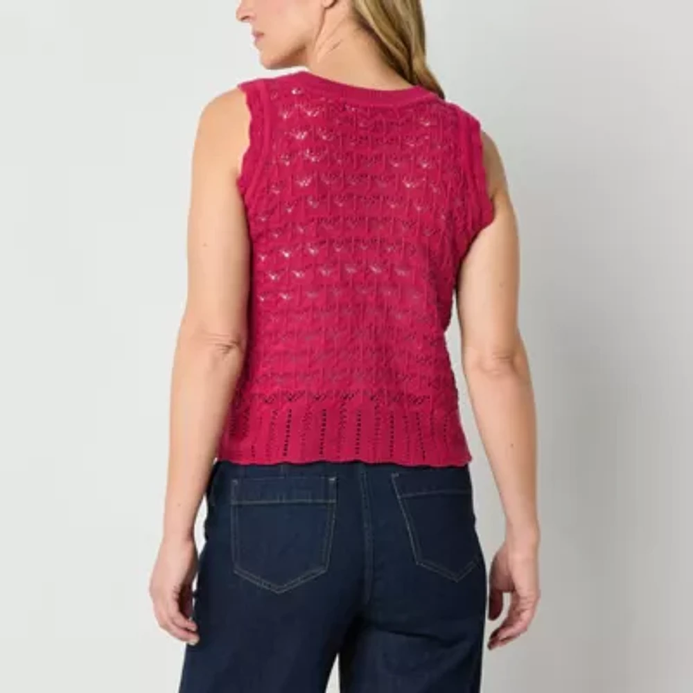 Liz Claiborne Womens Crew Neck Sleeveless Tank Top