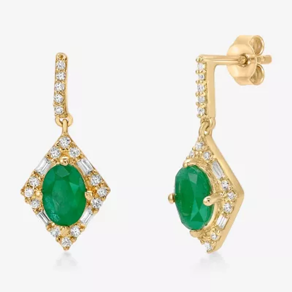 Womens / CT. T.W. Genuine Green Emerald 10K Gold Drop Earrings