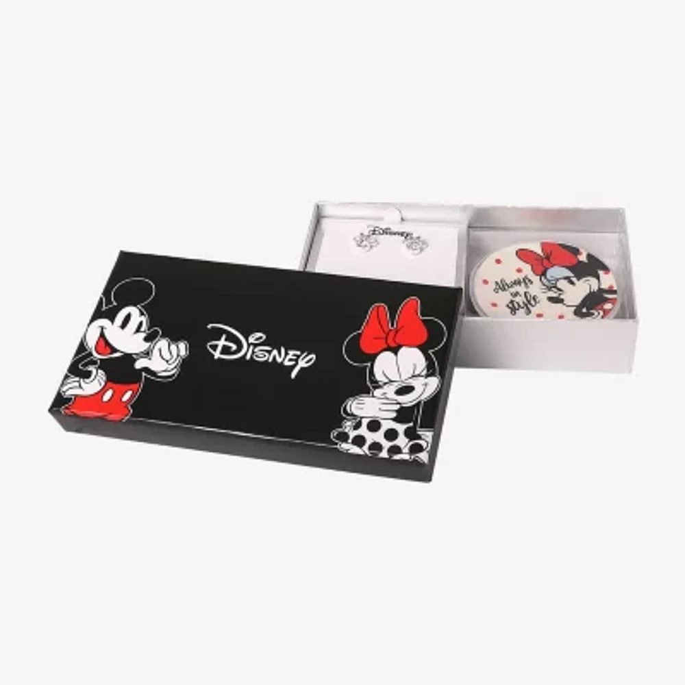 Disney Classics Womens Crystal Pure Silver Over Brass Minnie Mouse 2-pc. Jewelry Set