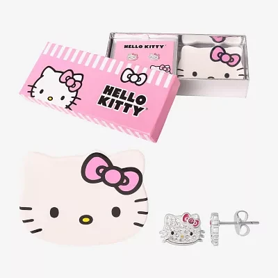 Womens Crystal Pure Silver Over Brass Hello Kitty 2-pc. Jewelry Set