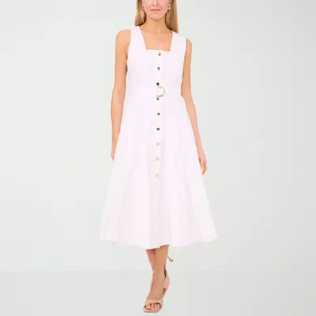 slim fit dress slacks Violetta Sleeveless Midi Dress - Apricot Pink Silk
