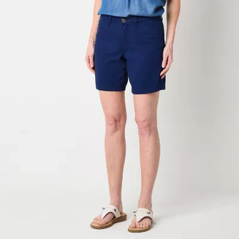 St. John's Bay Womens 7 3/4" Mid Rise Tall Chino Short