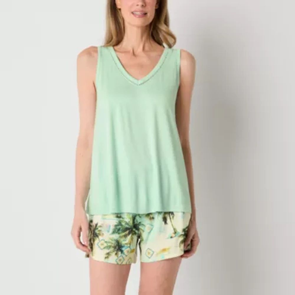 Liz Claiborne Womens V-Neck Sleeveless 2-pc. Pajama Sets