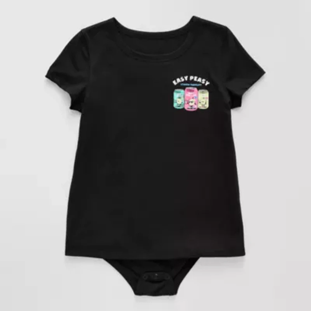 Thereabouts Little & Big Kid Girls Crew Neck Short Sleeve Adaptive Rib Bodysuit