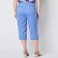 Liz Claiborne Womens Straight Mid Rise Fit Plus Cropped Pant