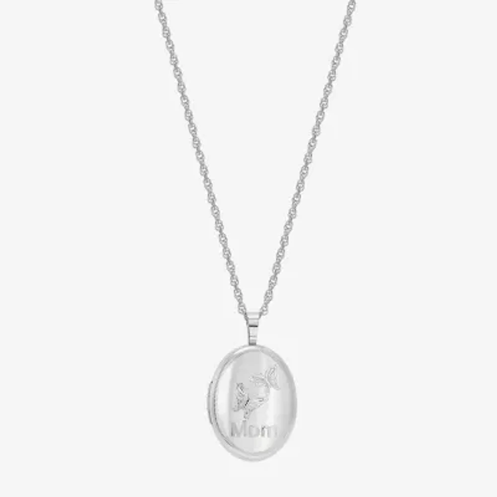 "Mom" Womens Sterling Silver 18 Inch Locket Necklace