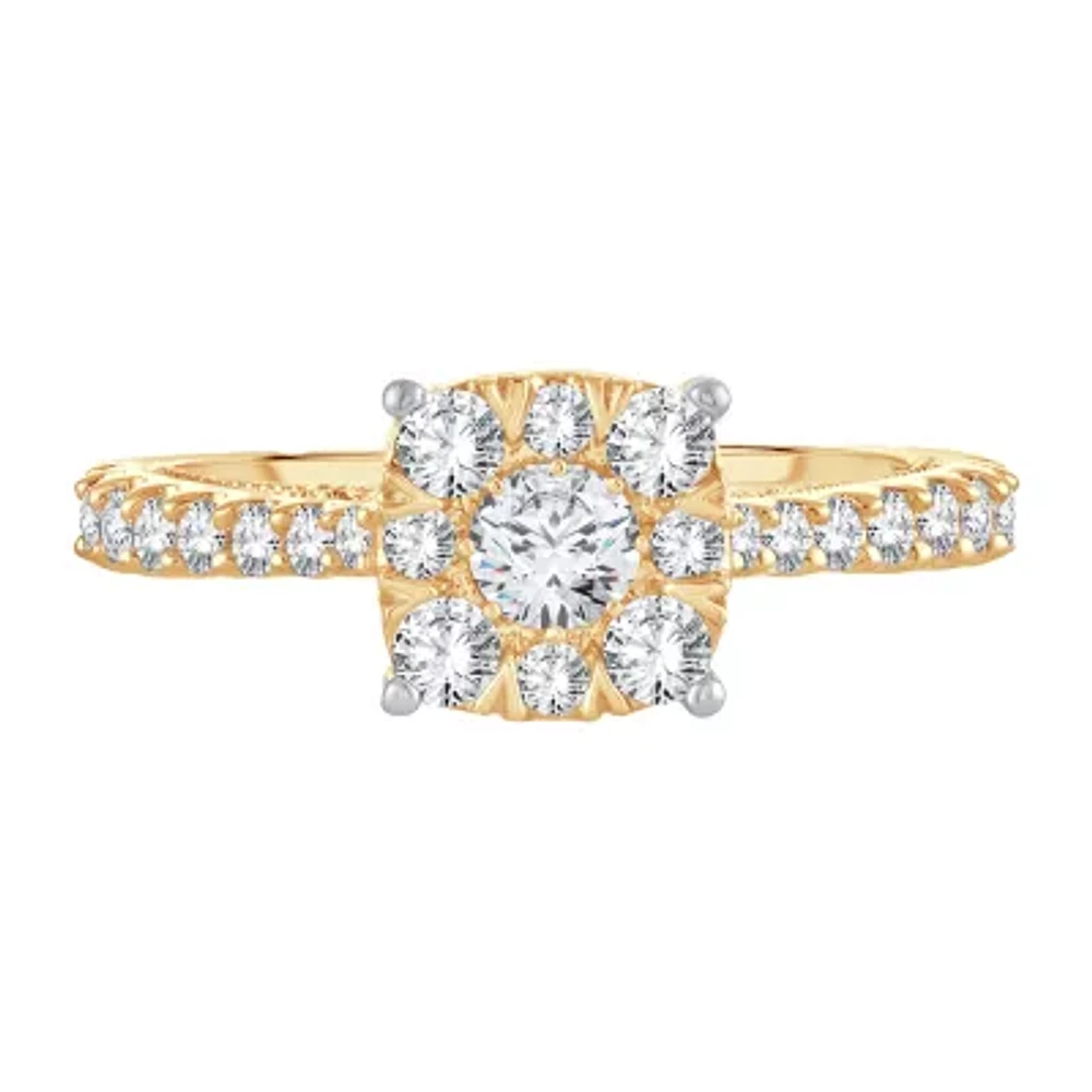 Womens 1 CT. T.W. Natural White Diamond 14K Gold Cushion Engagement Ring