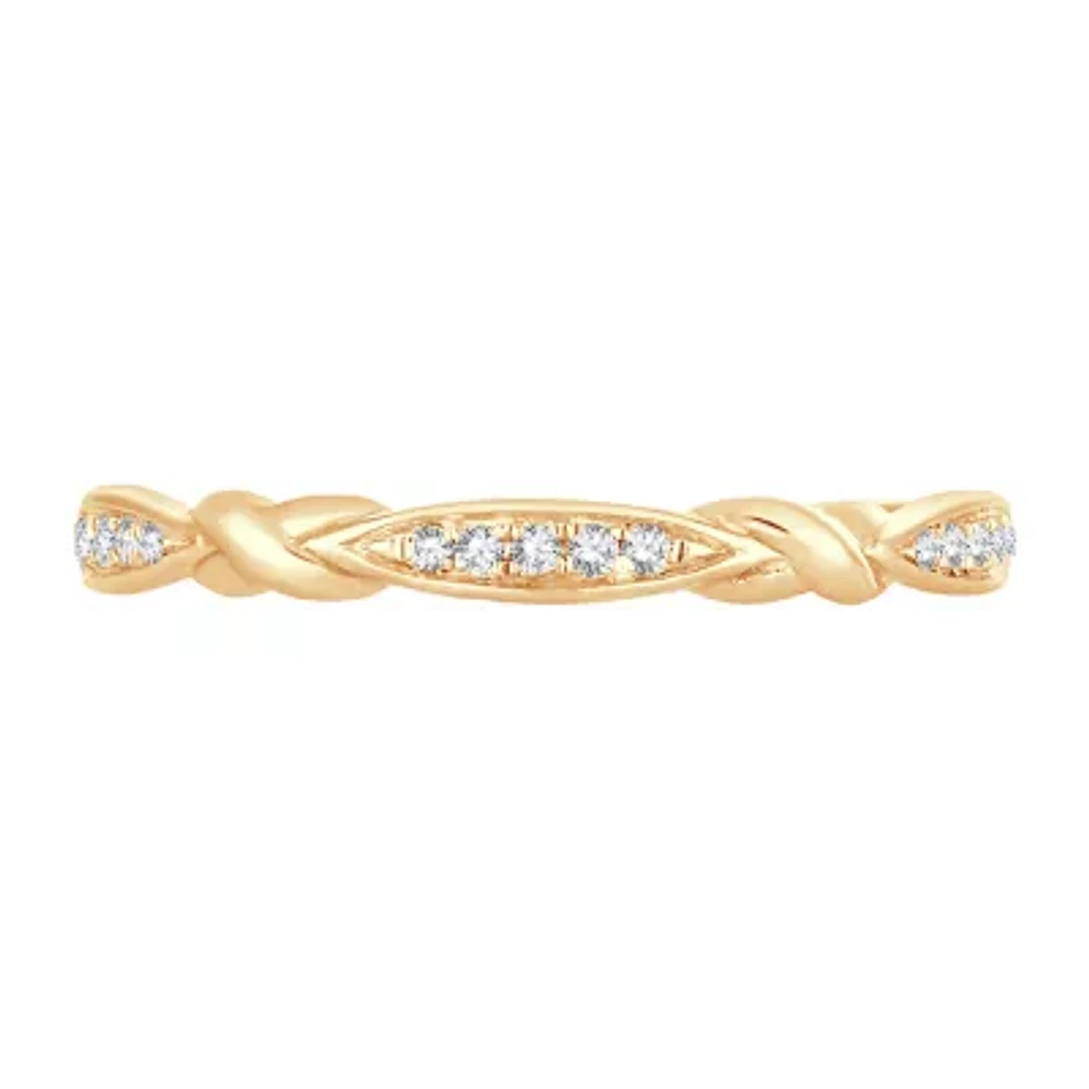 Womens Diamond Accent Natural White 10K Gold Wedding Band