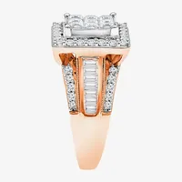 Womens 2 CT. T.W. Natural White Diamond 10K Rose Gold Halo Engagement Ring