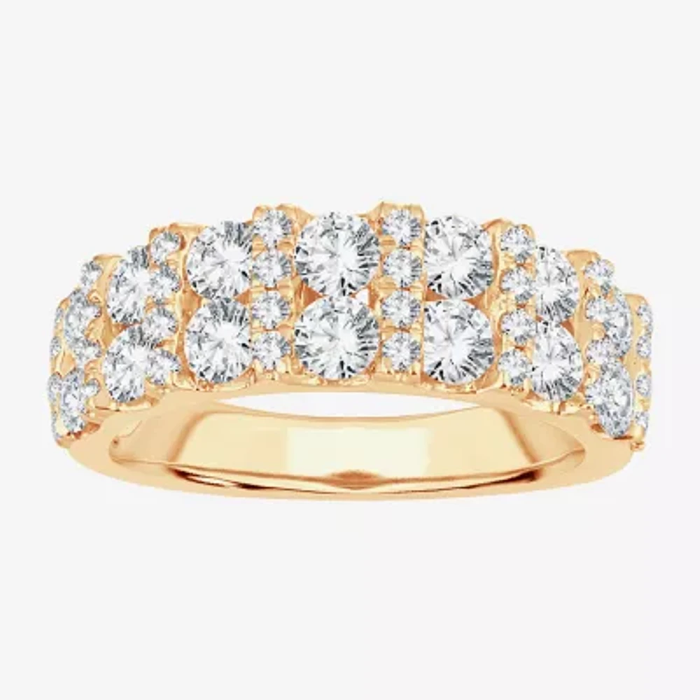 Womens 2 CT. T.W. Natural White Diamond 10K Gold Anniversary Wedding Band