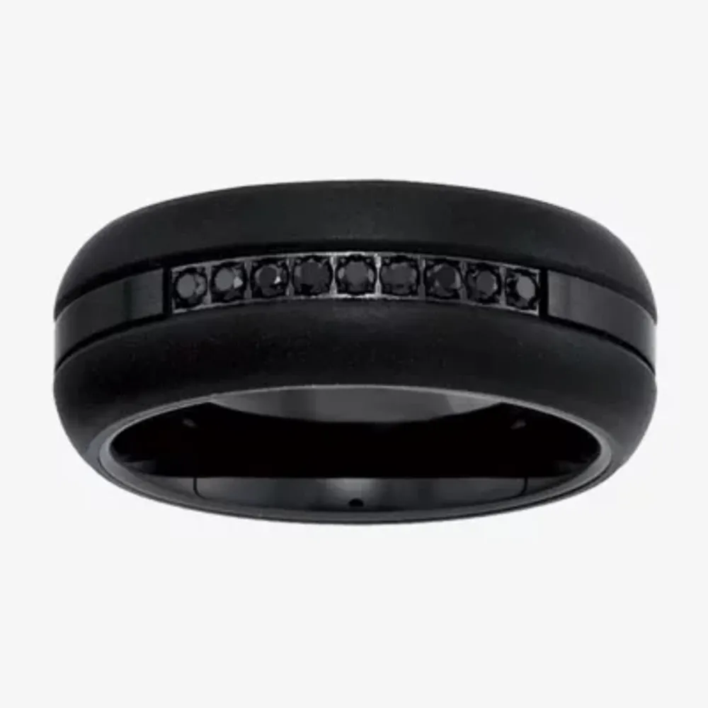 Mens 9M 1/5 CT. Natural Black Diamond Tungsten Wedding Band