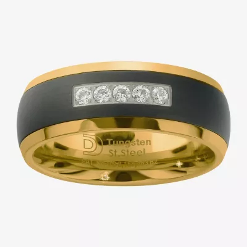 Mens 8MM 1/7 CT. T.W. Natural White Diamond Tungsten Wedding Band
