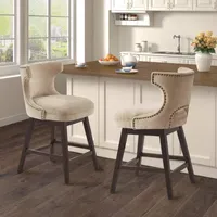 Madison Park Janet Counter Height Upholstered Swivel Bar Stool