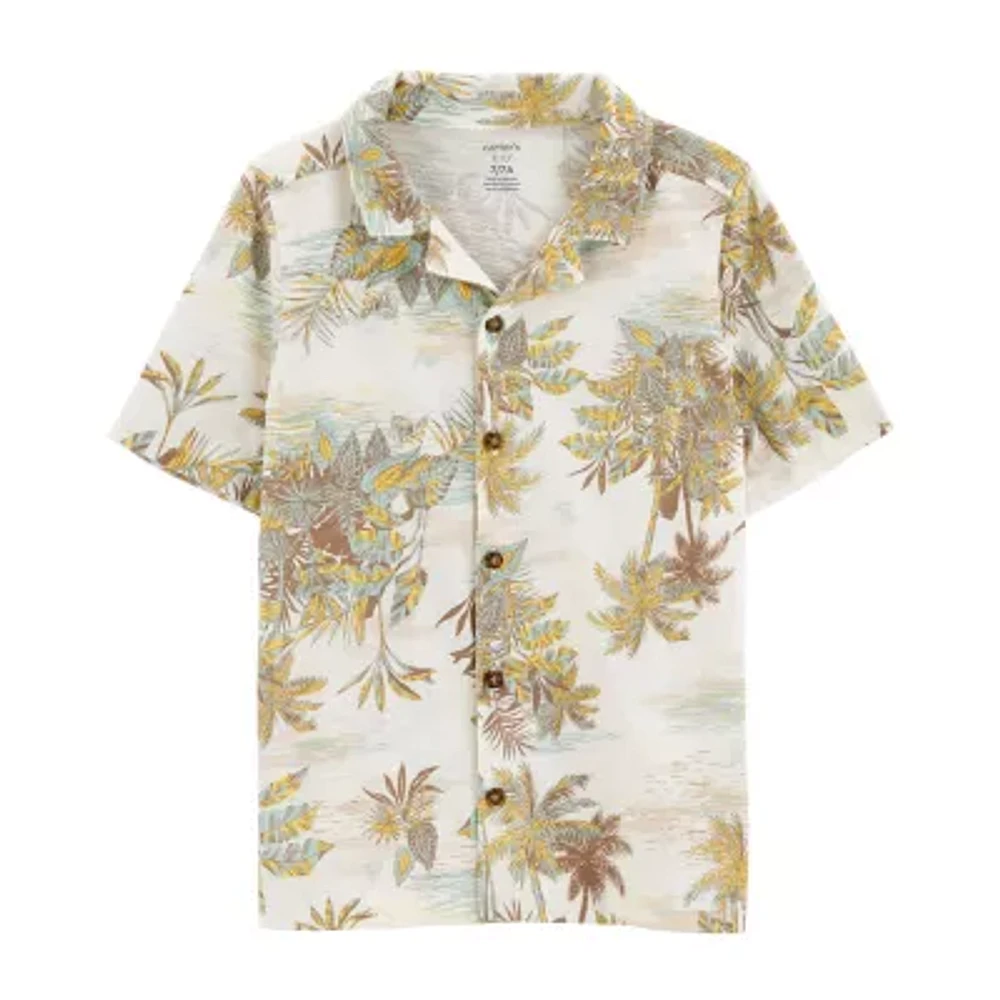 Carter's Little & Big Kid Boys Short Sleeve Fitted Regular Fit Button-Down Shirt