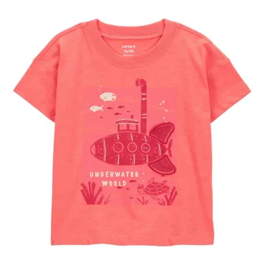 Carter's Toddler Boys Round Neck Short Sleeve Regular Fit Graphic T-Shirt