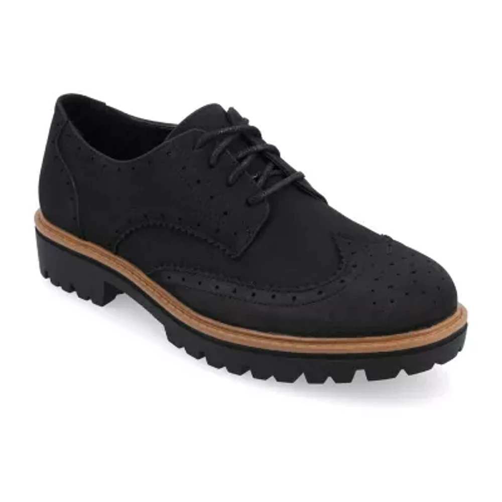Journee Collection Claudiya Womens Almond Oxford Shoes Wide Width