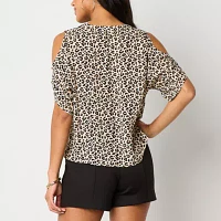 Bold Elements Womens V Neck Short Sleeve Blouse