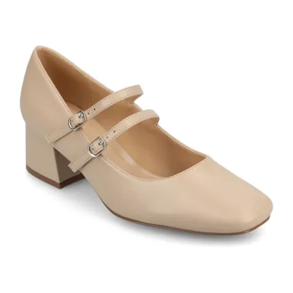 Journee Collection Nally Womens Square Block Heel Pumps