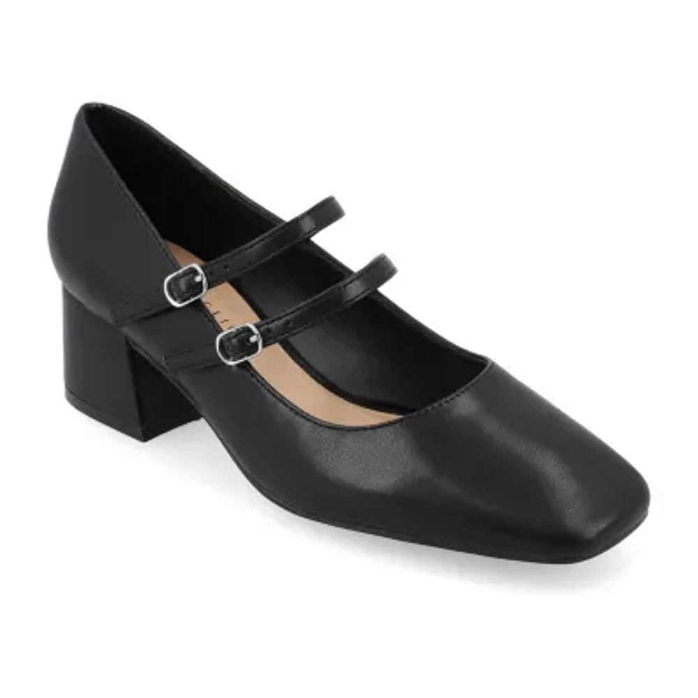 Journee Collection Nally Womens Square Closed Toe Block Heel Pumps