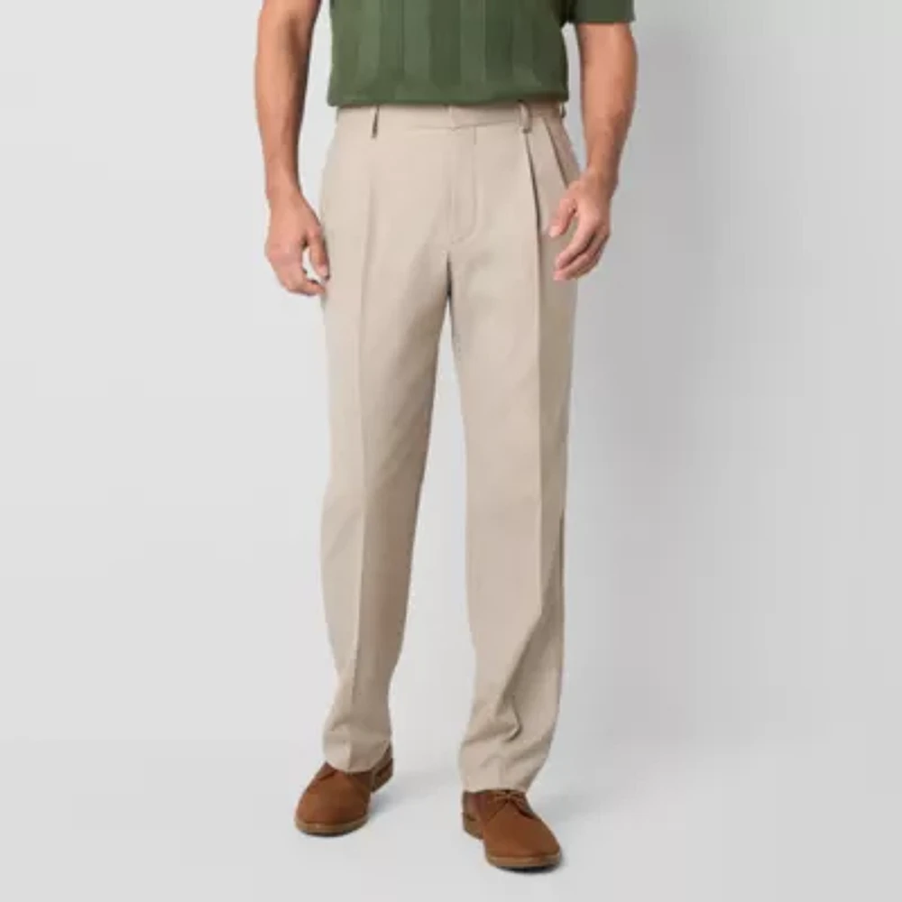 Stafford Mens Straight Classic Fit Pleated Pant