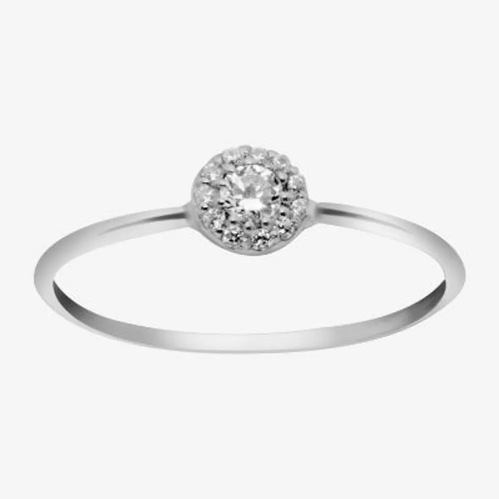 Itsy Bitsy Womens Cubic Zirconia Sterling Silver Delicate Band