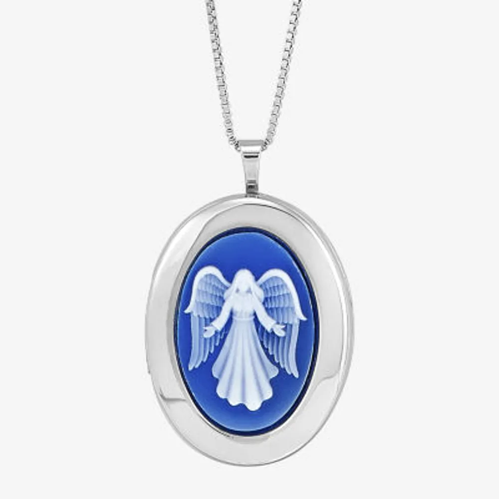 Womens Sterling Silver 18 Inch Locket Necklace