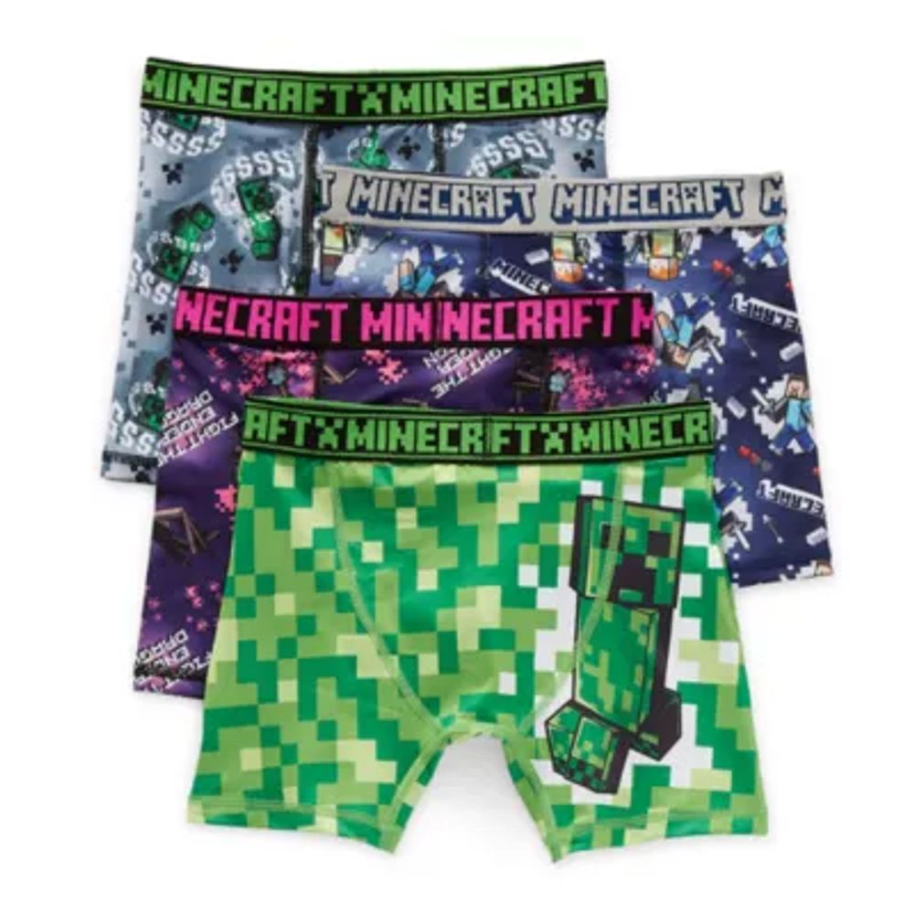 Little & Big Kid Boys Minecraft 4 Pack Boxer Briefs