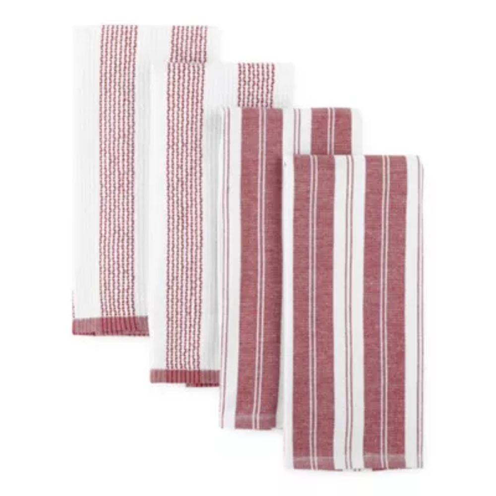Cooks Striped Dual Purpose 4-Pc. Kitchen Towel Set
