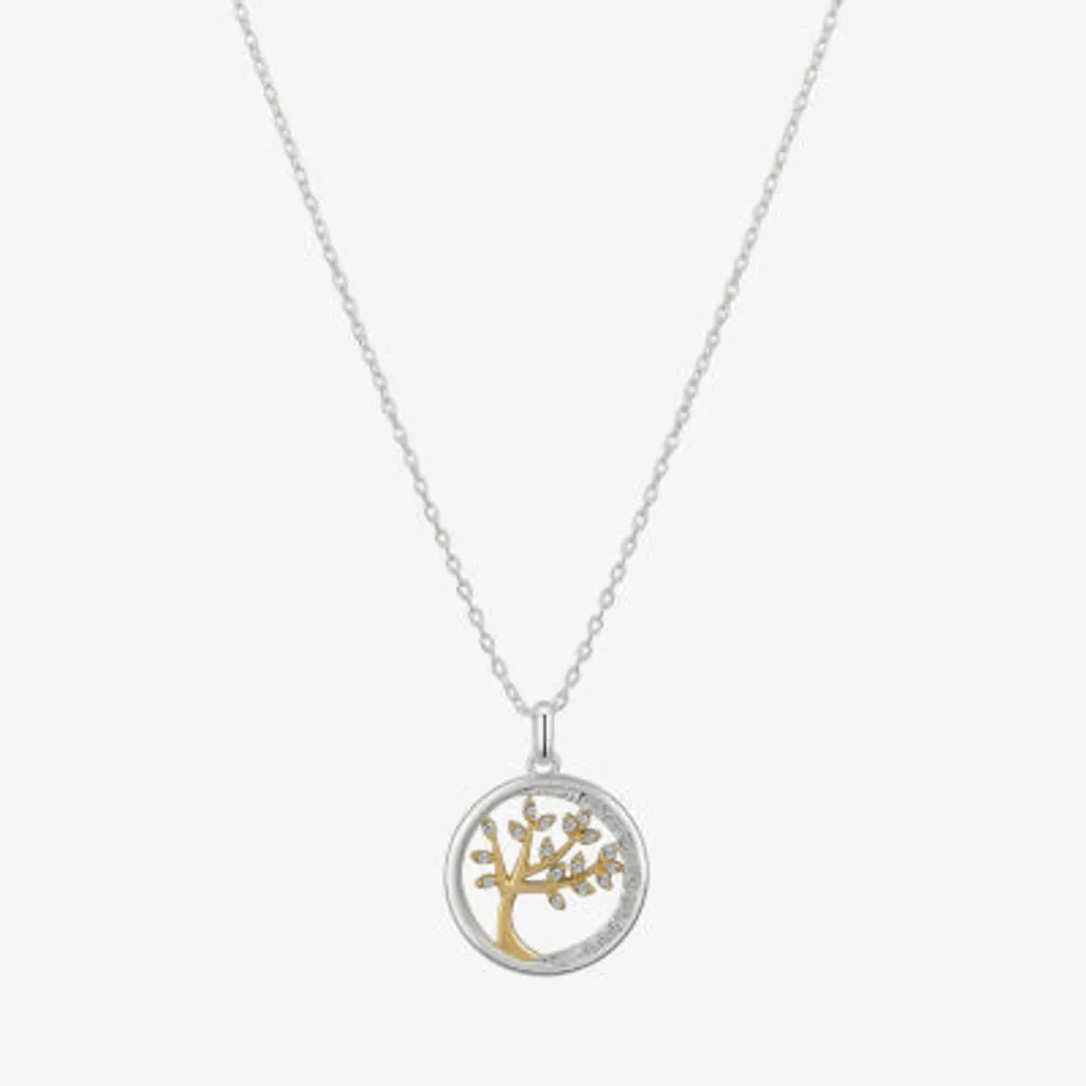 Gratitude & Grace Family Womens Crystal Pure Silver Over Brass Round 16 Inch Pendant Necklace