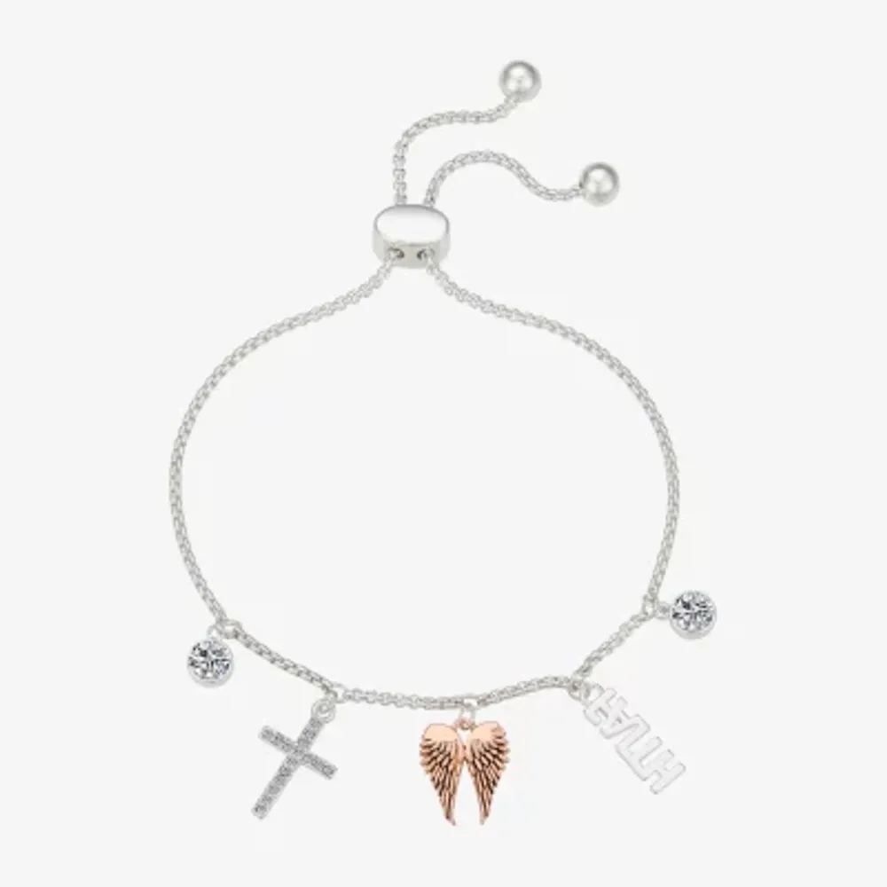 Gratitude & Grace Faith Womens Crystal Cross Bolo Bracelet