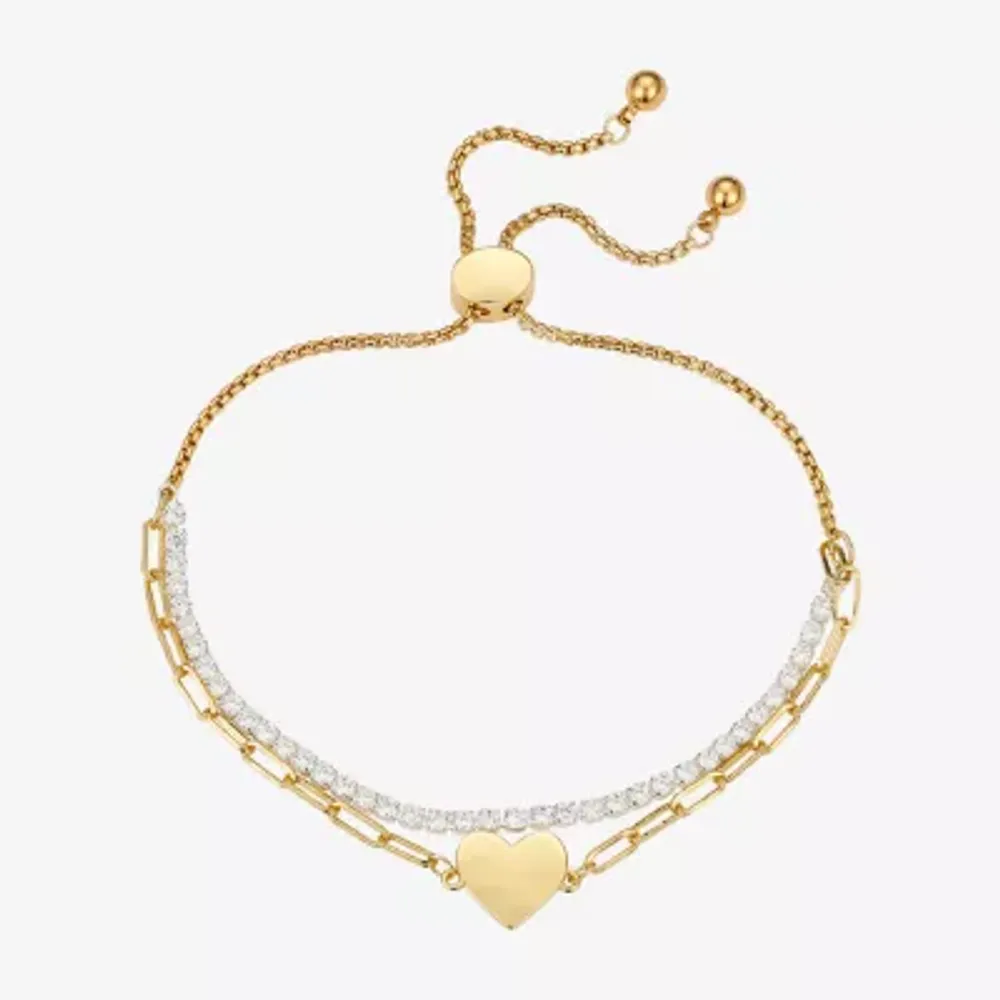 Gratitude & Grace Womens Cubic Zirconia Heart Bolo Bracelet