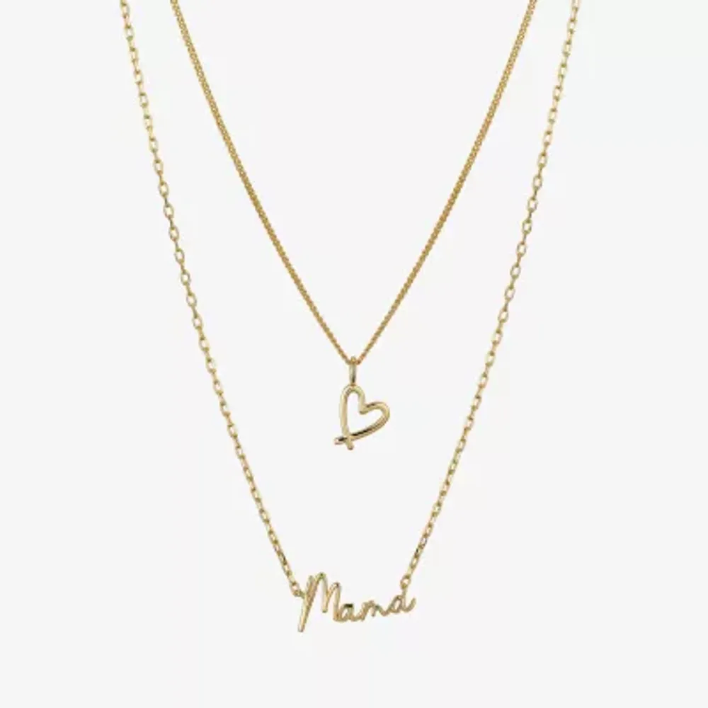 Gratitude & Grace Mama Gold Plate Over Brass Womens Heart 2-pc. Necklace Set