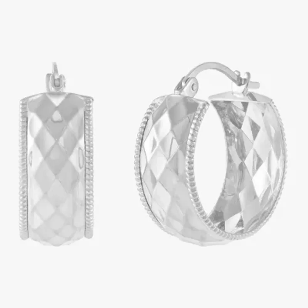 Womens 10K White Gold 22mm Round Hoop Earrings