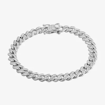 Mens Sterling Silver 8 1/2 Inch Solid Link Chain Bracelet