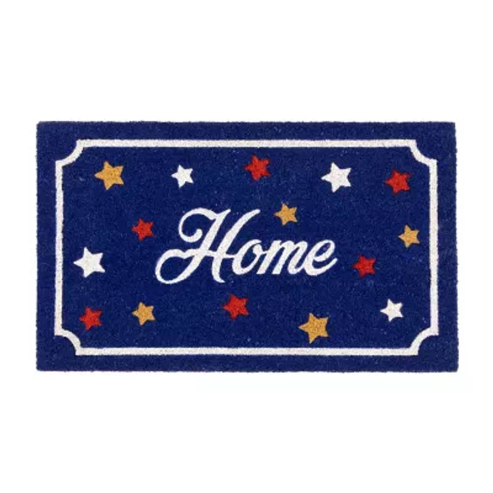 Northlight Blue Coir Americana Outdoor Indoor Rectangular Doormat