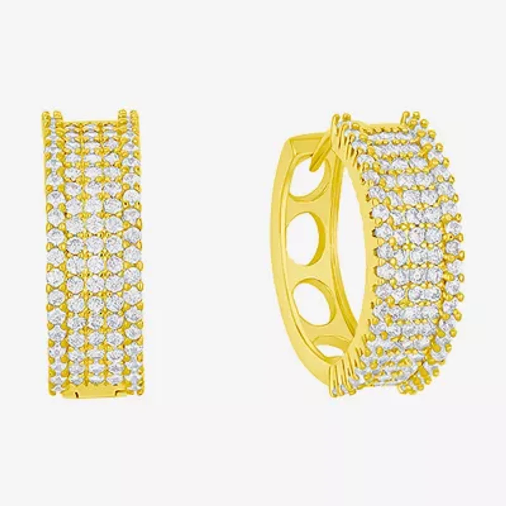 Sparkle Allure Womens Cubic Zirconia 14K Gold Over Brass 16mm Hoop Earrings