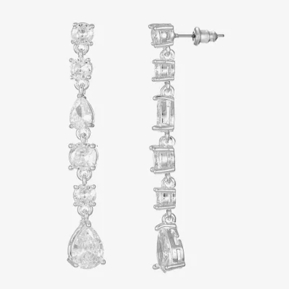 Sparkle Allure Womens Cubic Zirconia Pure Silver Over Brass Round Drop Earrings