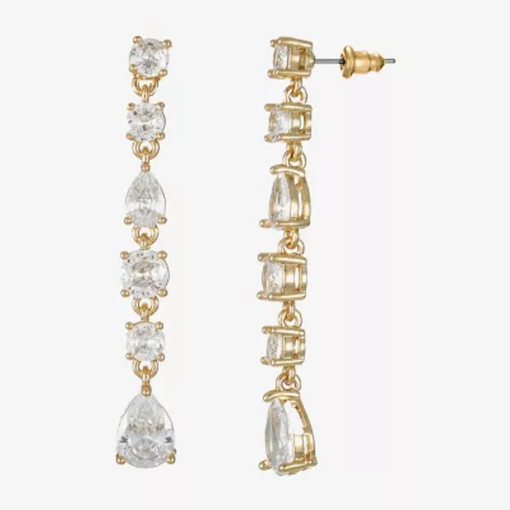 Sparkle Allure Womens Cubic Zirconia 14K Gold Over Brass Round Drop Earrings