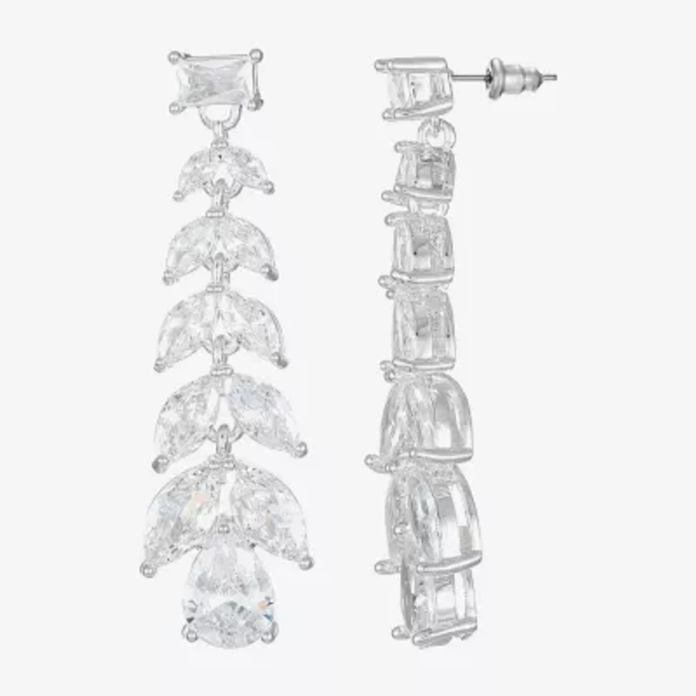 Sparkle Allure Womens Cubic Zirconia Pure Silver Over Brass Pear Marquise Drop Earrings