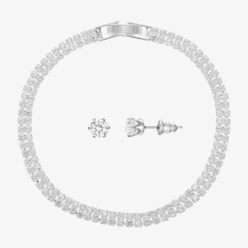 Sparkle Allure Light Up Box Womens Cubic Zirconia Pure Silver Over Brass Round 2-pc. Jewelry Set