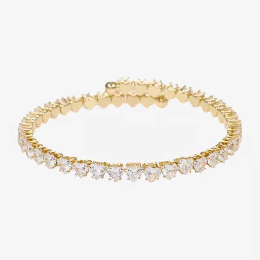 Sparkle Allure Coil Womens Cubic Zirconia 14K Gold Over Brass Wrap Bracelet